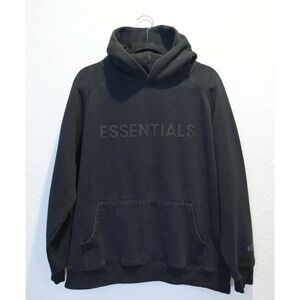 Essentials Fear of God Men’s Black Pullover Hoodie Size XL Faded Logo Oversized